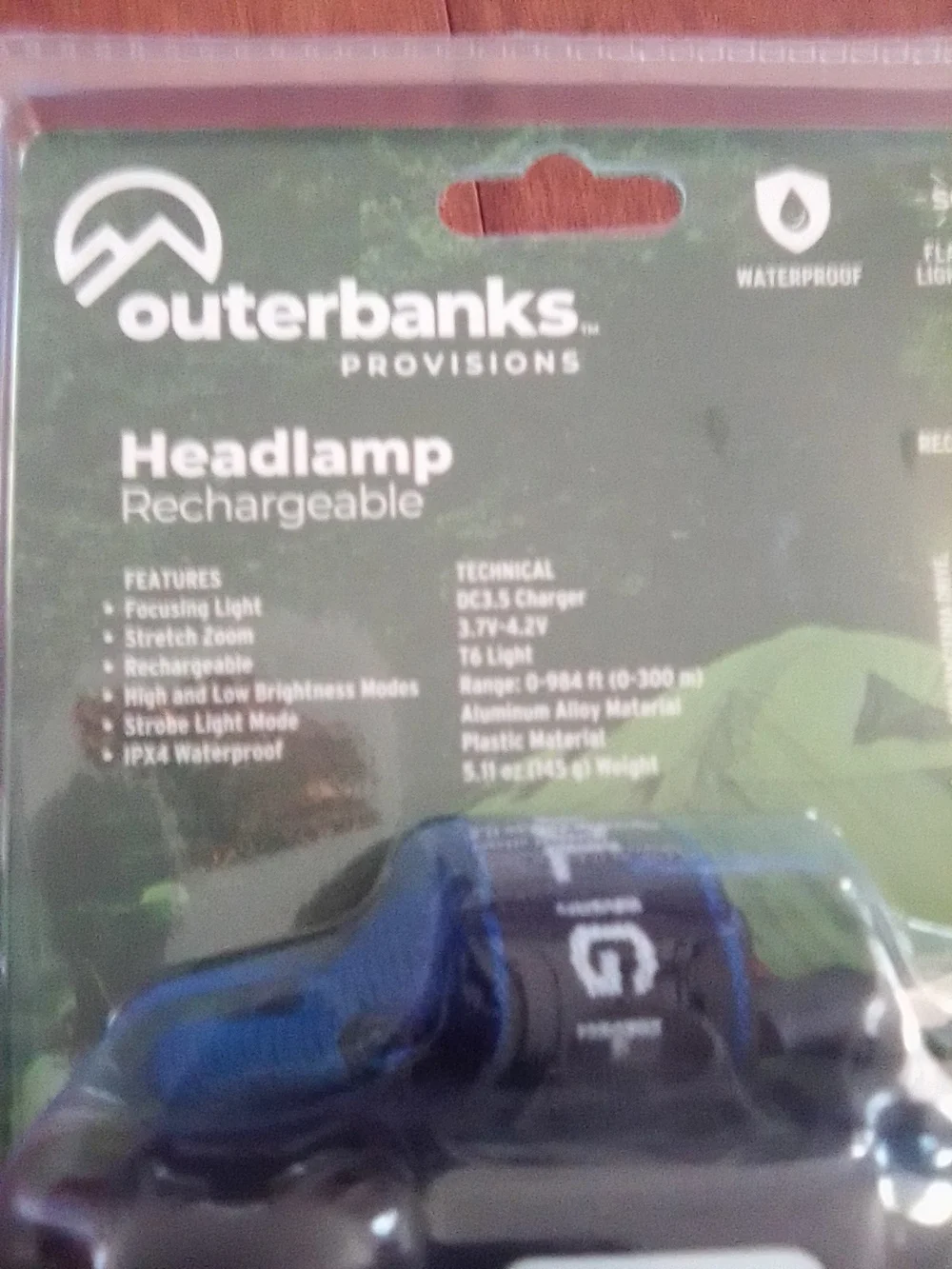 Outerbanks Rechargeable Blue Headlamp - 300 Lumens
